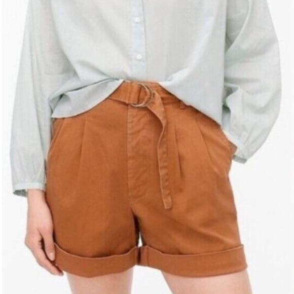 J.Crew Pleated High-Rise 4" D-Ring Shorts Warm Sepia size  4 - Picture 4 of 10